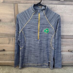 Under Armour Notre Dame Heather Gray/Blue Fitted Heatgear